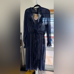 Umgee Navy Ruffle Sheer kimono